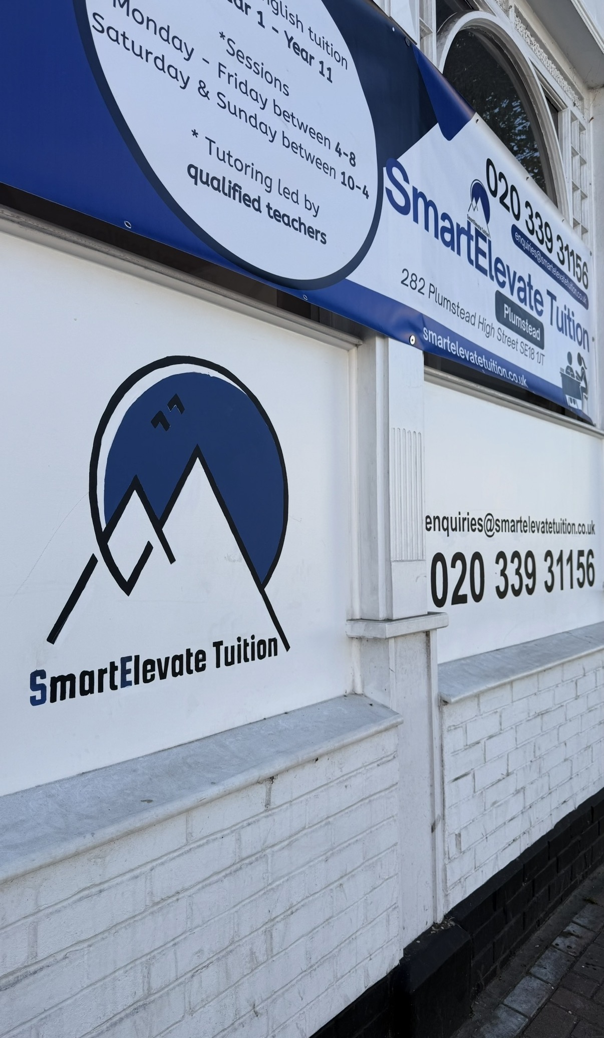 SmartElevate Tuition storefront signwriting by Shehara